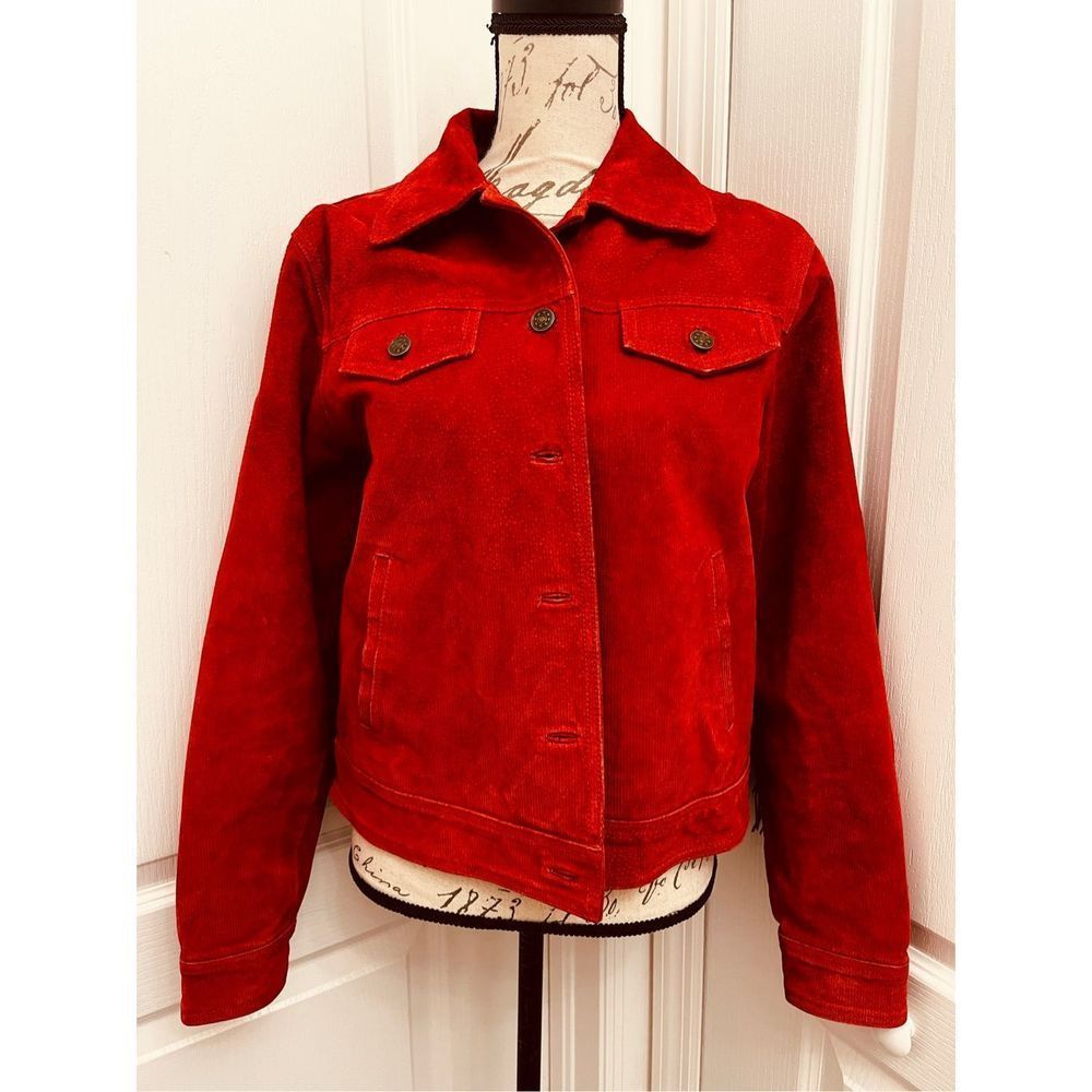 Vintage California Style leather fringe jacket orange size 10